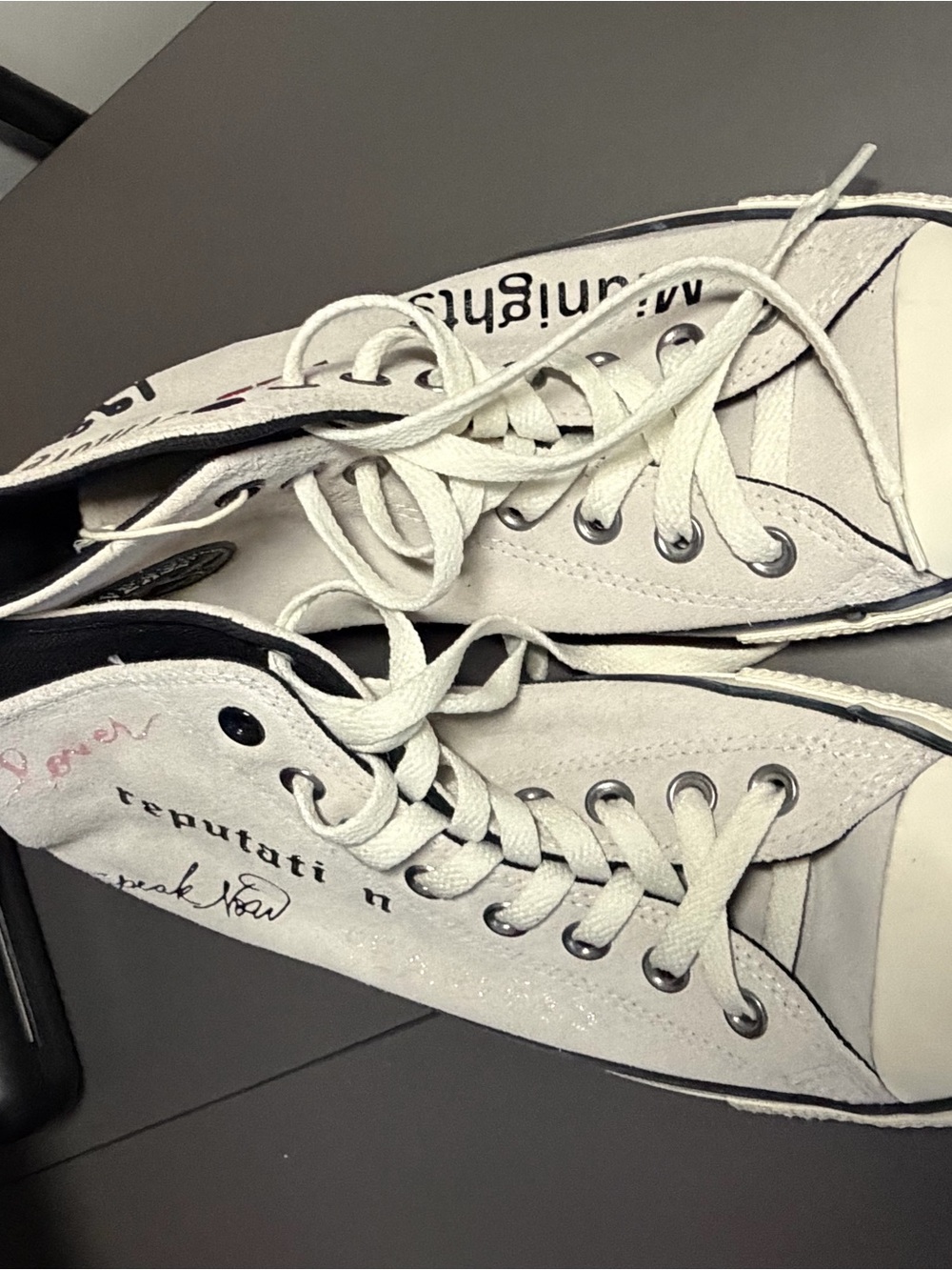 Converse White High-Top Sneakers with Script Graphic Taylor swift